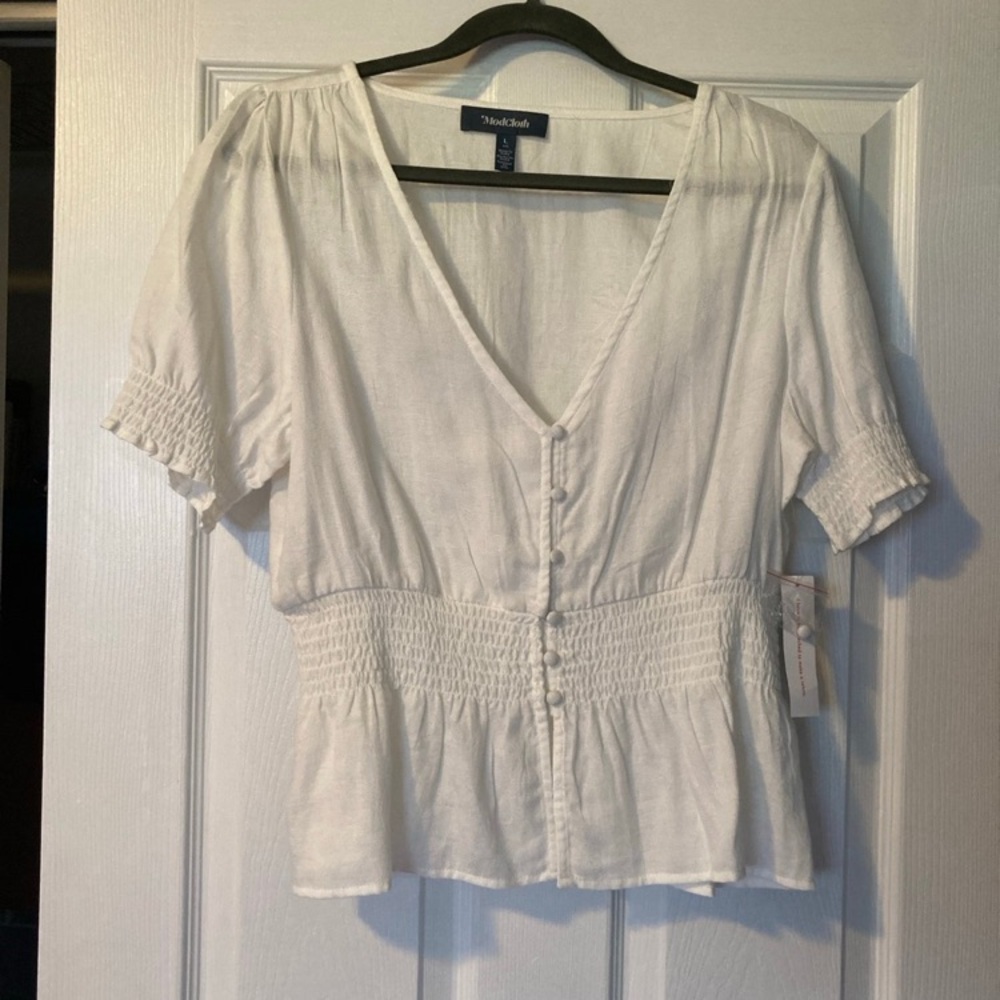 ModCloth Romantic Peplum Peasant Blouse